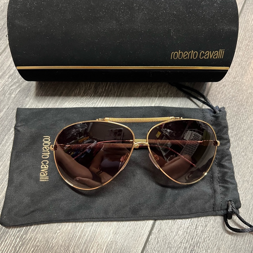 Roberto Cavalli Unisex Gold Aviators